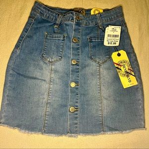 Womens Notch A Line Button Mini Skirt